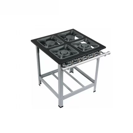 Fogão Industrial Metalmaq 4 Bocas Duplas 40X40 Inox
